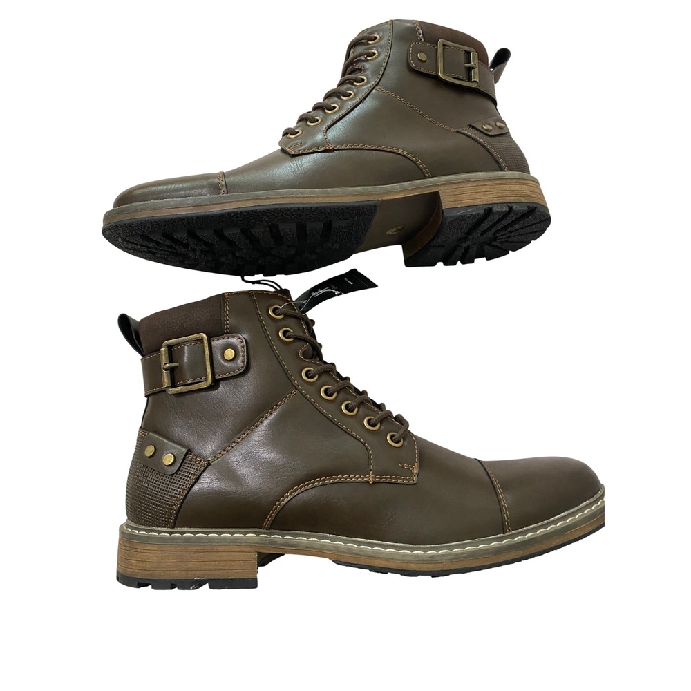 J. Ferrar Slate Brown Cap Toe Buckle Combat Boots Men’s 8 M Memory Foam - Picture 4 of 9